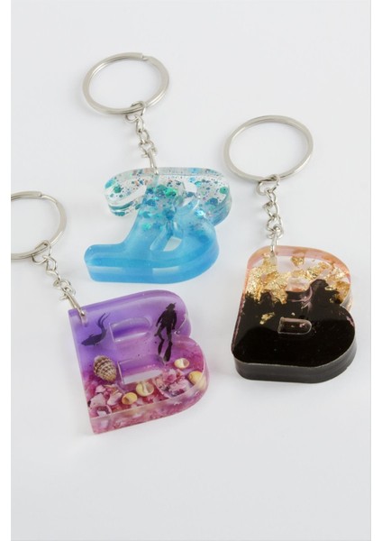 B Harfli Epoksi Anahtarlık