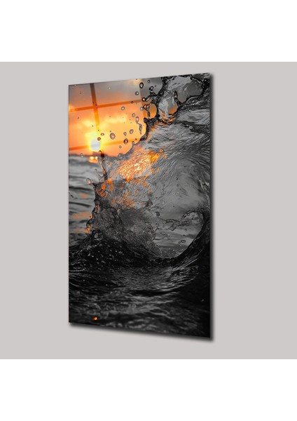 Suyun Ardındaki Gün Batımı Manzarası - Cam Tablo - DEG0149 fiyatları