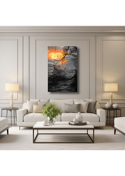 Suyun Ardındaki Gün Batımı Manzarası - Cam Tablo - DEG0149 fırsatları