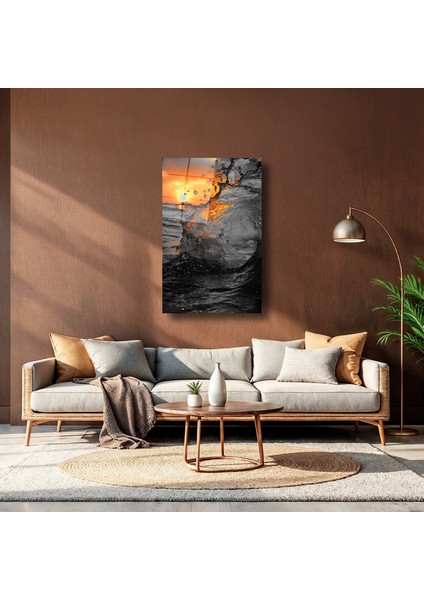 Suyun Ardındaki Gün Batımı Manzarası - Cam Tablo - DEG0149 indirimleri