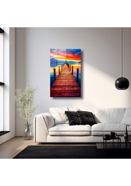 Iskeleden Gün Batımı - Cam Tablo - DEG0168 fırsatları