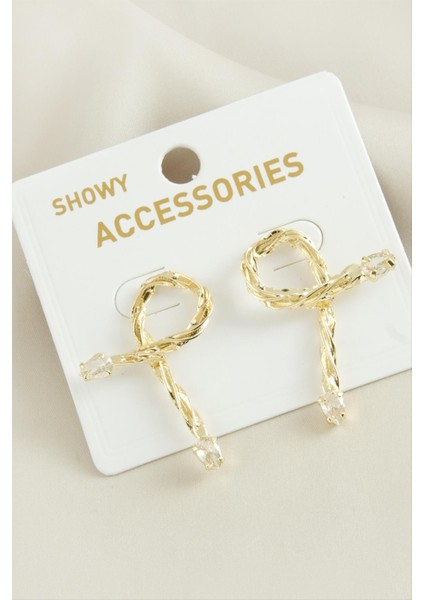 Oval Yeni Sezon Damla Taşlı Küpe