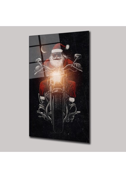 Motorlu Noel Baba - Cam Tablo - DEG0064