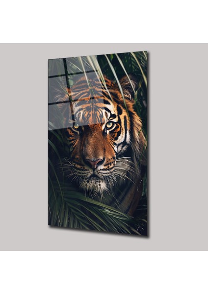 Yaprakların Arasındaki Vahşi Kaplan - Cam Tablo - DEG0137