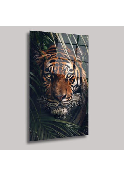 Yaprakların Arasındaki Vahşi Kaplan - Cam Tablo - DEG0137 fiyatları