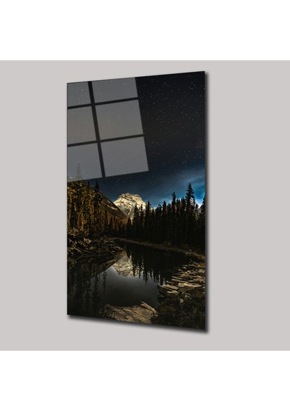 Doğa ve Yıldızlar Manzarası - Cam Tablo - DEG0101