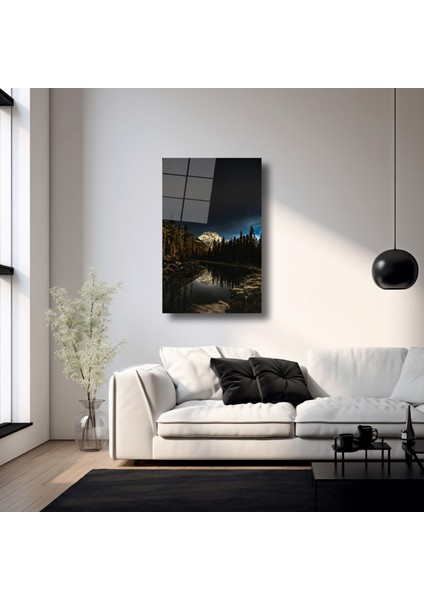 Doğa ve Yıldızlar Manzarası - Cam Tablo - DEG0101 fırsatları