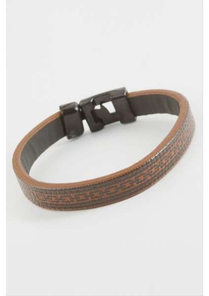 Zincir Desenli Kaliteli Suni Deri Bileklik