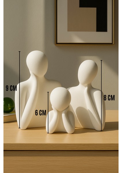 El Yapımı Soyut Aile Figürü Seti – Modern Minimalist 3 Parça Dekoratif Aile Heykeli modelleri