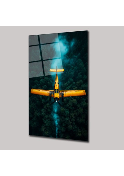 Vintage Uçak ve Orman Manzarası - Cam Tablo - DEG0114 fiyatları