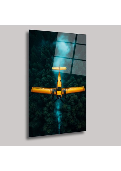 Vintage Uçak ve Orman Manzarası - Cam Tablo - DEG0114 modelleri
