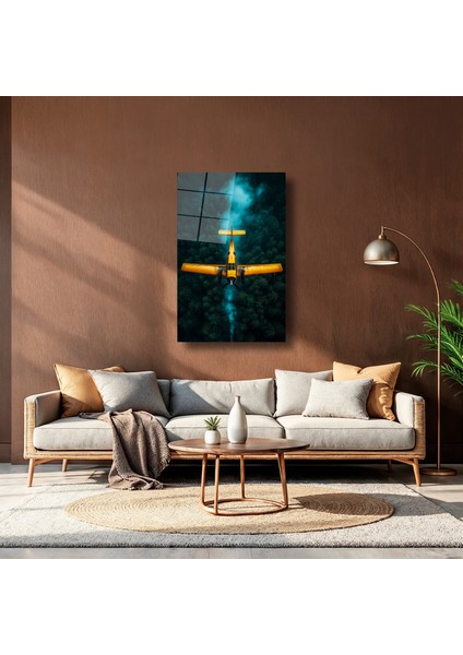 Vintage Uçak ve Orman Manzarası - Cam Tablo - DEG0114 indirimleri