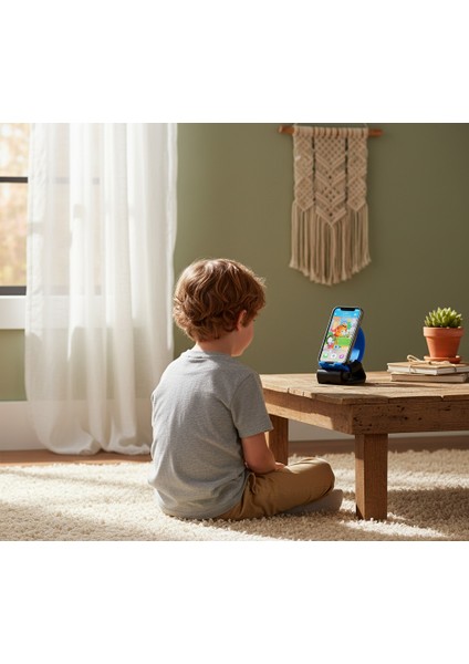 3D Baskı Telefon Standı Mavi Siyah Ayarlanabilir Masaüstü Aparat Tutucu Organizer