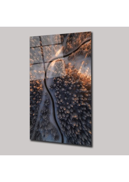 Ormandan Geçen Yol Manzarası - Cam Tablo - DEG0115