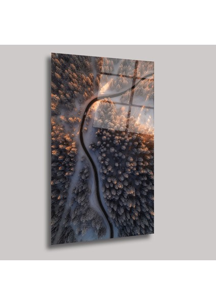 Ormandan Geçen Yol Manzarası - Cam Tablo - DEG0115 fiyatları
