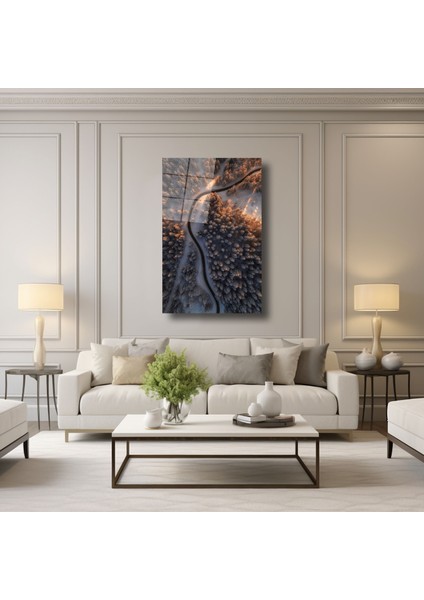 Ormandan Geçen Yol Manzarası - Cam Tablo - DEG0115 modelleri