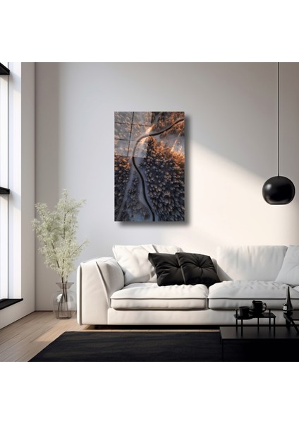 Ormandan Geçen Yol Manzarası - Cam Tablo - DEG0115 fırsatları