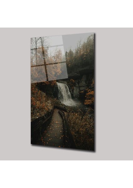 Sonbahar Şelale Manzarası - Cam Tablo - DEG0024