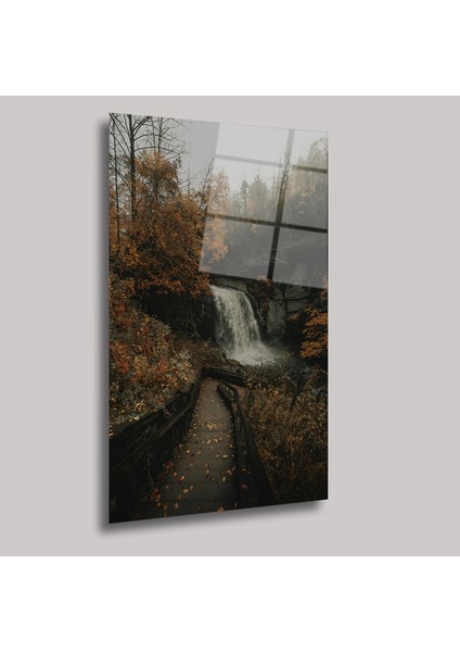 Sonbahar Şelale Manzarası - Cam Tablo - DEG0024 fiyatları