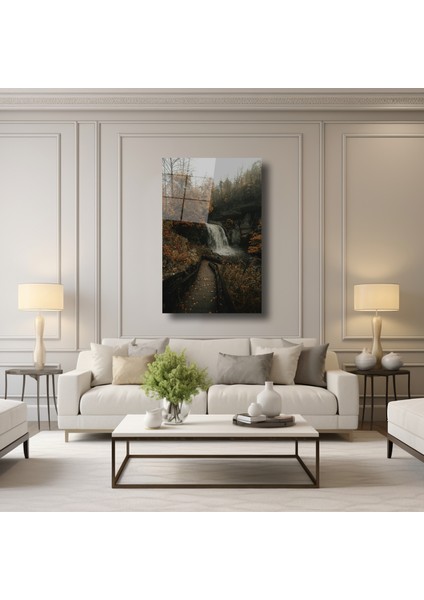 Sonbahar Şelale Manzarası - Cam Tablo - DEG0024 modelleri