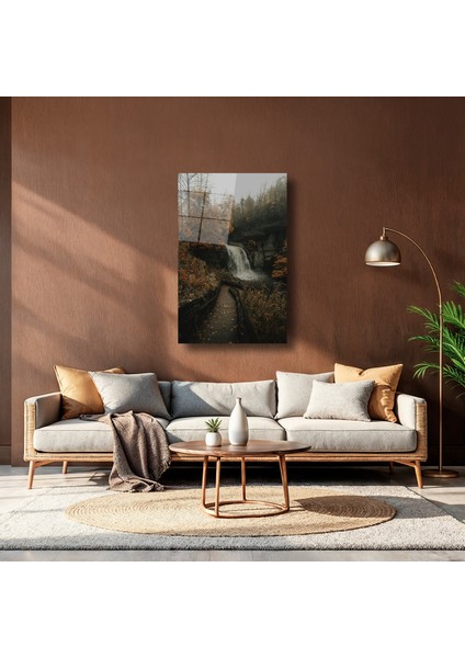 Sonbahar Şelale Manzarası - Cam Tablo - DEG0024 indirimleri