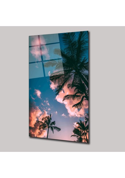 Palmiye Manzaralı Gökyüzü - Cam Tablo - DEG0015