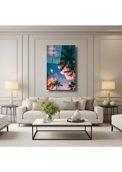 Palmiye Manzaralı Gökyüzü - Cam Tablo - DEG0015 modelleri