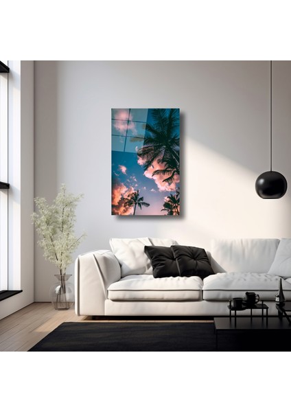 Palmiye Manzaralı Gökyüzü - Cam Tablo - DEG0015 fırsatları