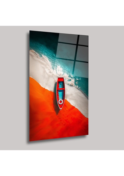 Renkli Sahil Manzarası - Cam Tablo - DEG0148 fiyatları