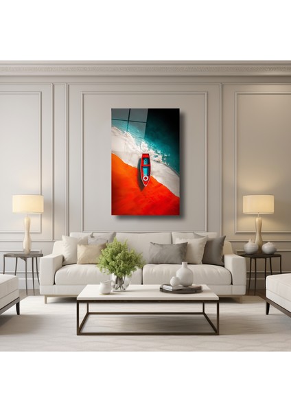 Renkli Sahil Manzarası - Cam Tablo - DEG0148 fırsatları