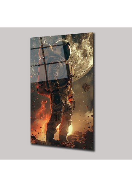 Ay ve Astronot - Cam Tablo - DEG0030