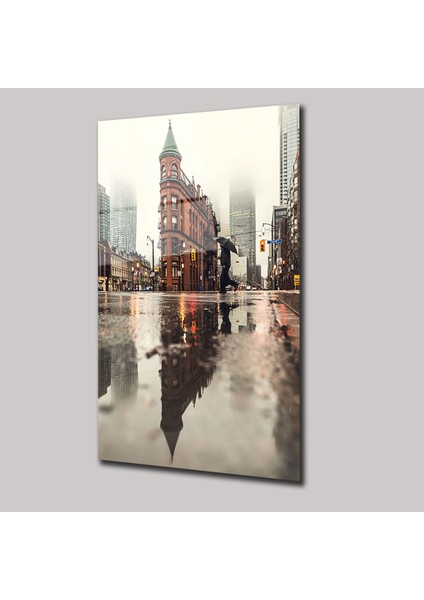Yağmurlu Şehir Manzarası Cam Tablo - DEG0124
