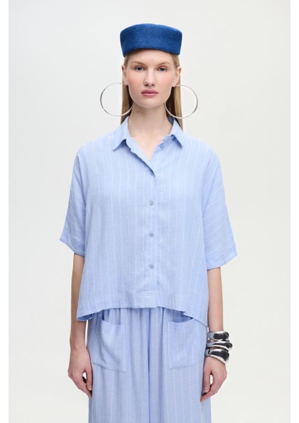 Keten Karışımlı Çizgili Gömlek indirimleri