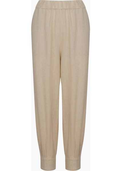 Natürel Keten Slouchy Pantolon modelleri