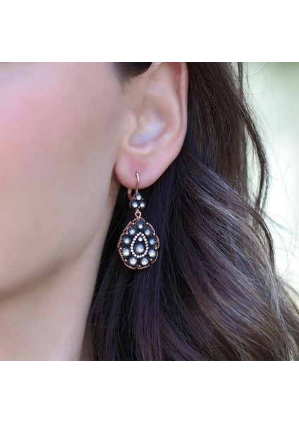 Damla Elmas Montür Rose Gold Gümüş Küpe