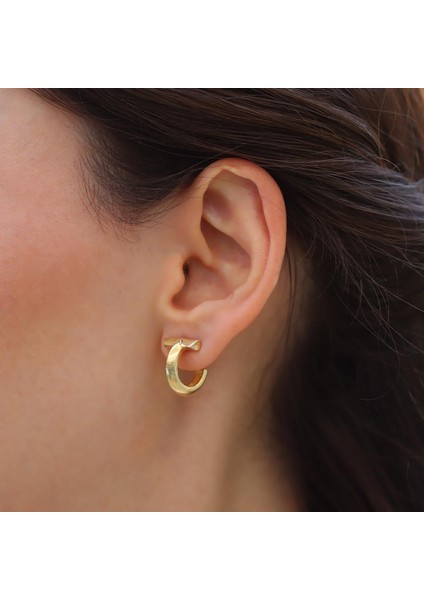 Yarı Taşlı T Halka Gümüş Küpe modelleri