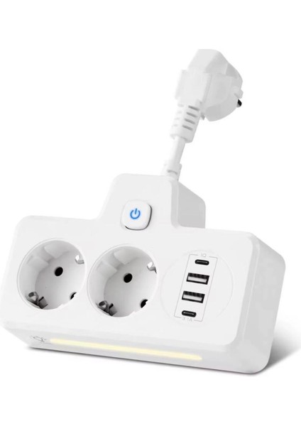 Sonx Çok Fonksiyonlu Akım Korumalı Priz ve USB Şarj Istasyonu - Ayarlanabilir Gece Lambalı