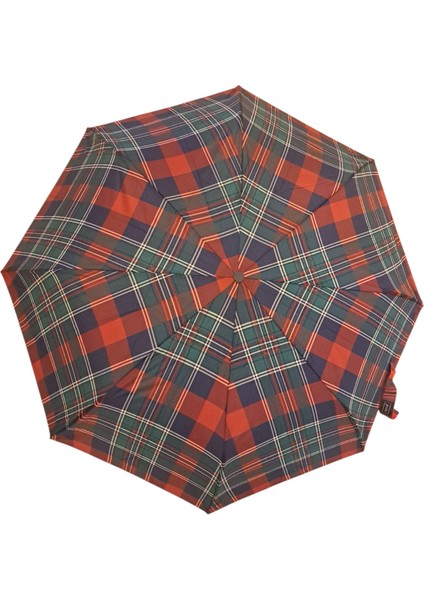 8 Tel Yarı Otomatik Ekose Desen Şemsiye fırsatları