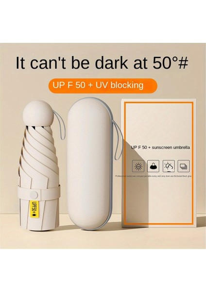 6 Telli Mini Cepboy Kapsullü Şemsiye -Bej modelleri