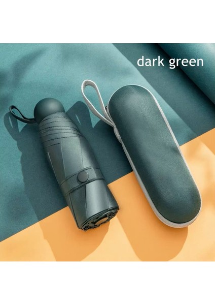 6 Telli Mini Cepboy Kapsullü Şemsiye -Yeşil