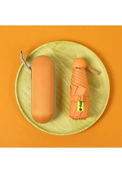 6 Telli Mini Cepboy Kapsullü Şemsiye -Turuncu fırsatları