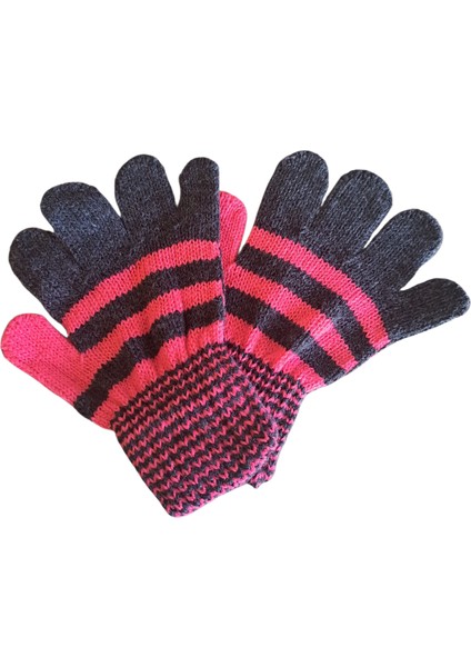 Çocuk Eldiveni Fuşya Siyah Bebe Eldiven 1-4 Yaş
