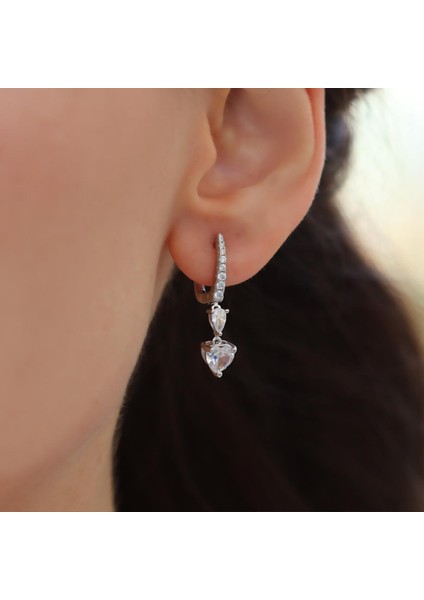 Kalp Zirkon Taşlı Gümüş Küpe fiyatları