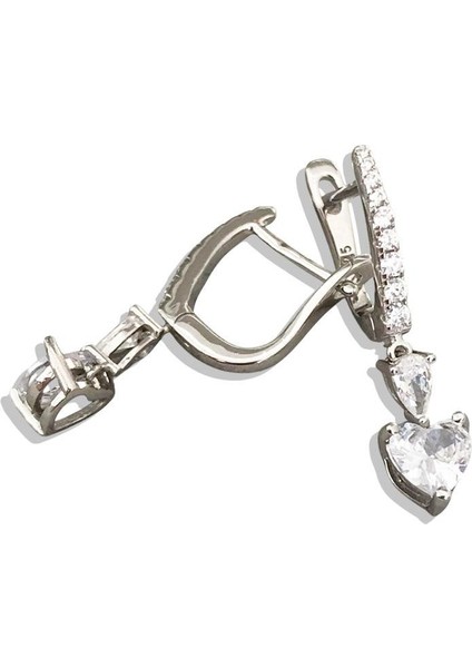 Kalp Zirkon Taşlı Gümüş Küpe indirimleri
