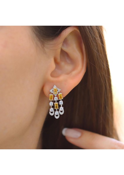 Sitrin Icecut Taşlı Gümüş Küpe fiyatları