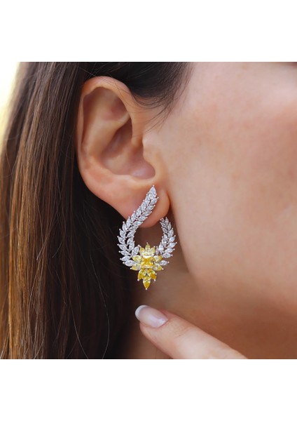 Damla Festival Sitrin Taşlı Gümüş Küpe