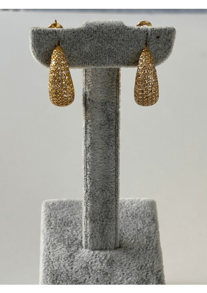 Yarısı Taşlı Yarısı Parlak Gold Halka Küpe fiyatları