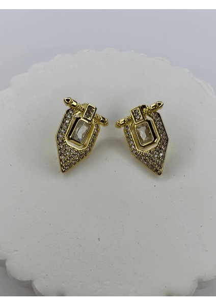 Serenay'ın Büyük ve Küçük Taşlı Gold Küpesi