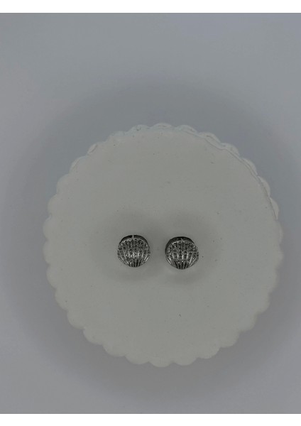 Açılır Kapanır Taşlı Deniz Kabuklu Silver Küpe