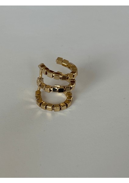 Üç Sıra Dönebilen Parlak Dikdörtgen Detaylı Ayarlanabilir Gold Earcuff fırsatları